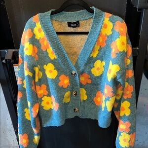 Cider oversized Floral Women's cropped Sweater